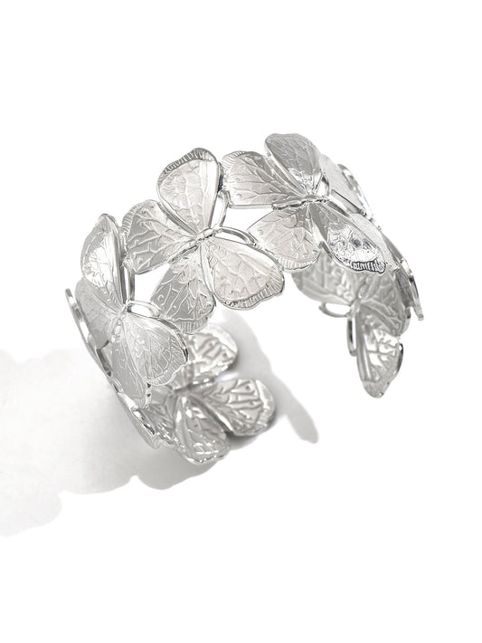 Lxalry Platinum Plated Stainless Steel Floral Carved Mirror Bracelet Hypoallergenic Skin Safe Jewelry With Artisan Polish Never Tarnish Luxury Gift For Women S Daily   Evening Wear